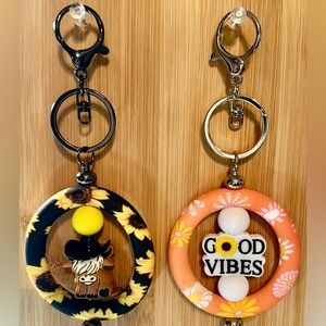 NEW - Silicone Beaded Round Keychain